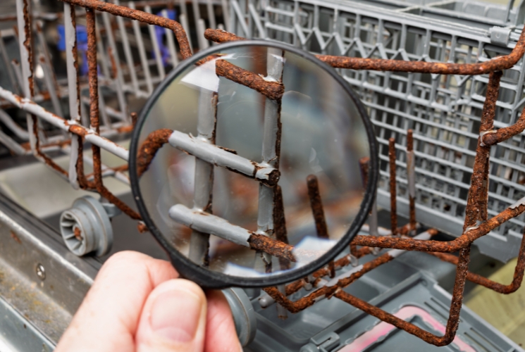removing rust from dishwasher