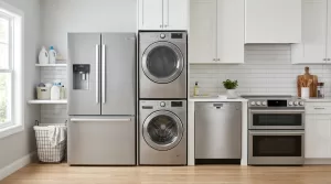 Common household appliances arranged in a modern home